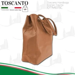 Toscanto Damen Shopper Leder Tasche tan hellbraun OTTM107SC