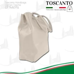 Toscanto Damen Shopper Leder Tasche beige OTTM107SI