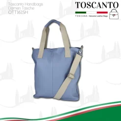 Toscanto Damen Shopper Leder Tasche hellblau OTT161SH