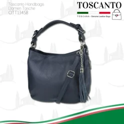 Toscanto Damen Shopper Leder Tasche blau OTT134SB