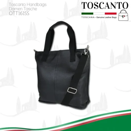 Toscanto Damen Shopper Leder Tasche schwarz OTT161SS