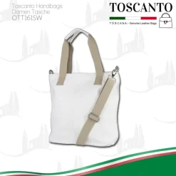 Toscanto Damen Shopper Leder Tasche weiß OTT161SW