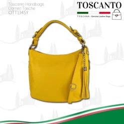 Toscanto Damen Shopper Leder Tasche gelb OTT134SY