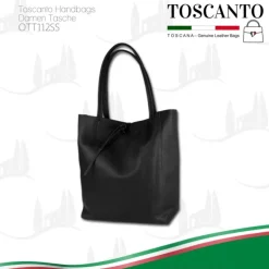 Toscanto Damen Shopper Leder Tasche schwarz OTT112SS
