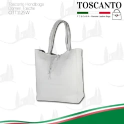 Toscanto Damen Shopper Leder Tasche weiß OTT112SW