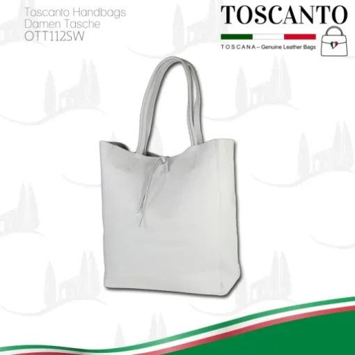 Toscanto Damen Shopper Leder Tasche weiß OTT112SW
