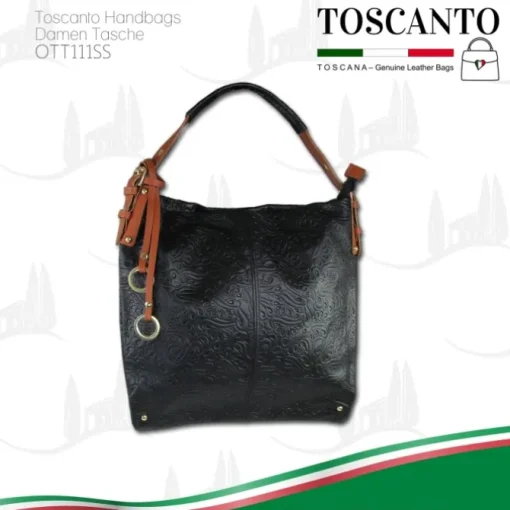 Toscanto Damen Shopper Leder Tasche schwarz braun OTT111SS