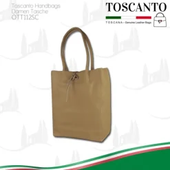 Toscanto Damen Shopper Leder Tasche braun beige OTT112SC