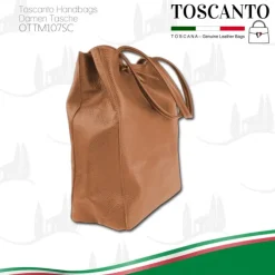 Toscanto Damen Shopper Leder Tasche tan hellbraun OTTM107SC