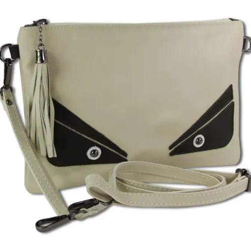 Toscanto Jugend Damen Handgelenktasche Leder Tasche beige weiß schwarz OTT805UW