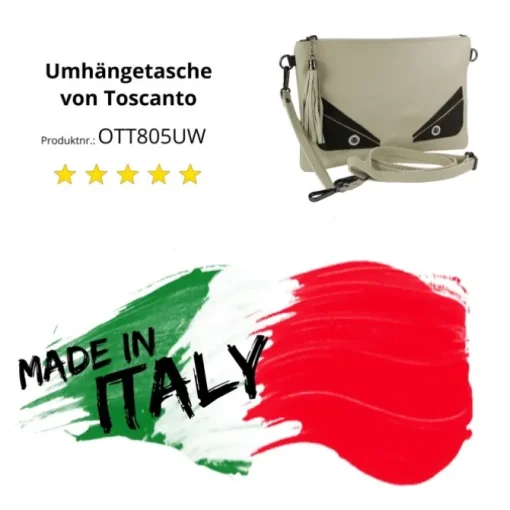Toscanto Jugend Damen Handgelenktasche Leder Tasche beige weiß schwarz OTT805UW