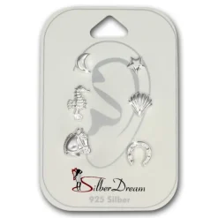 TW Kinder Ohrstecker 6 Einzelohrringe Natur 925er Silber SDS806