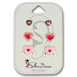 TW Kinder Ohrstecker 3er Set Herzen 925er Silber SDS801