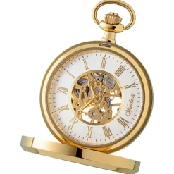 Waidzeit Herren Taschenuhr Edelstahl vergoldet mit Uhrenkette UWAFR01