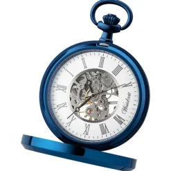 Waidzeit Herren Taschenuhr Edelstahl blau mit Uhrenkette UWAFF01