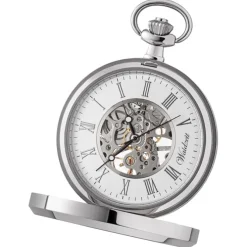 Waidzeit Herren Taschenuhr Edelstahl silber mit Uhrenkette UWAFJ01