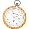 Waidzeit Herren Taschenuhr Edelstahl Holz hellbraun mit Uhrenkette UWATO01