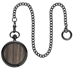 Waidzeit Herren Taschenuhr Edelstahl schwarz mit Uhrenkette UWAFT01