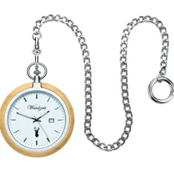 Waidzeit Herren Taschenuhr Edelstahl Holz braun mit Uhrenkette UWATZ01