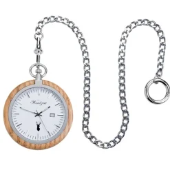 Waidzeit Herren Taschenuhr Edelstahl Holz braun mit Uhrenkette UWAYT01