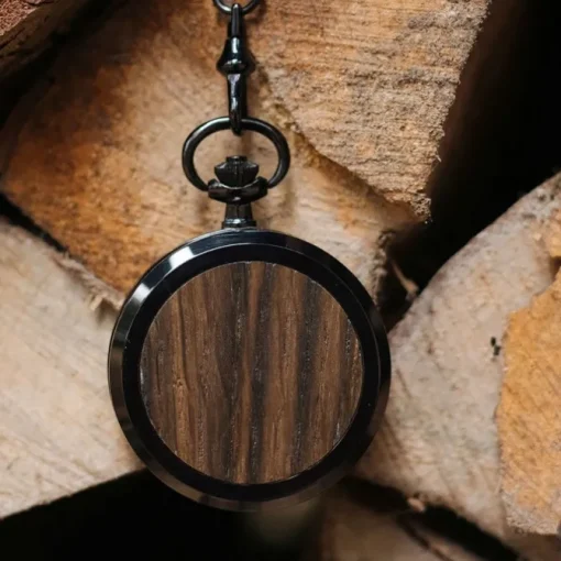 Waidzeit Herren Taschenuhr Edelstahl schwarz mit Uhrenkette UWAFT01