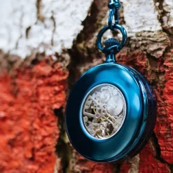 Waidzeit Herren Taschenuhr Edelstahl blau mit Uhrenkette UWAFF01