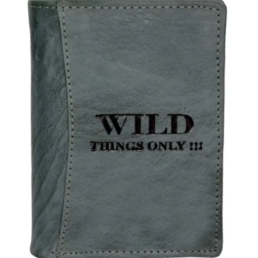 Wild Things Only blau-grau Portemonnaie echtes Leder Herren OPJ100B