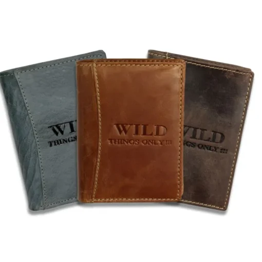 Wild Things Only blau-grau Portemonnaie echtes Leder Herren OPJ100B