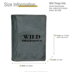 Wild Things Only blau-grau Portemonnaie echtes Leder Herren OPJ100B