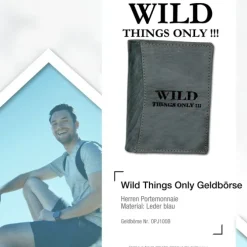 Wild Things Only blau-grau Portemonnaie echtes Leder Herren OPJ100B