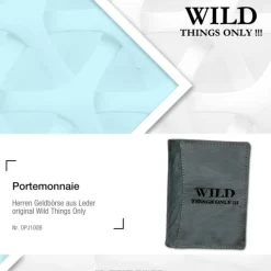 Wild Things Only blau-grau Portemonnaie echtes Leder Herren OPJ100B