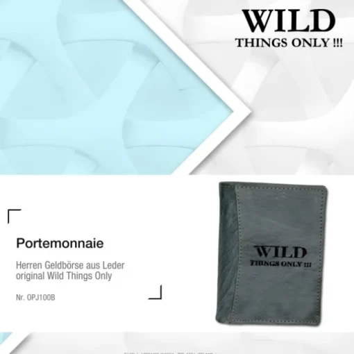 Wild Things Only blau-grau Portemonnaie echtes Leder Herren OPJ100B