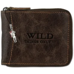 Wild Things Only Börse braun Portemonnaie Geldbeutel Leder RFID Schutz OPJ112N