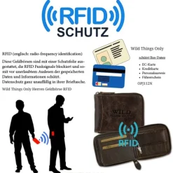 Wild Things Only Börse braun Portemonnaie Geldbeutel Leder RFID Schutz OPJ112N