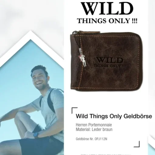 Wild Things Only Börse braun Portemonnaie Geldbeutel Leder RFID Schutz OPJ112N