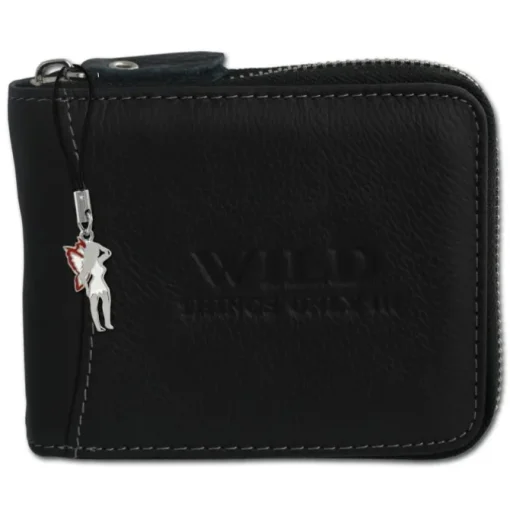 Wild Things Only Börse schwarz Portemonnaie Geldbeutel Leder RFID Schutz OPJ112S