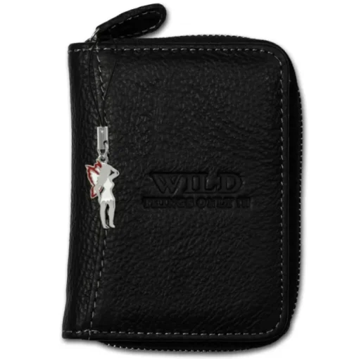 Wild Things Only echtes Leder schwarz RFID Schutz Minibörse OPJ111S