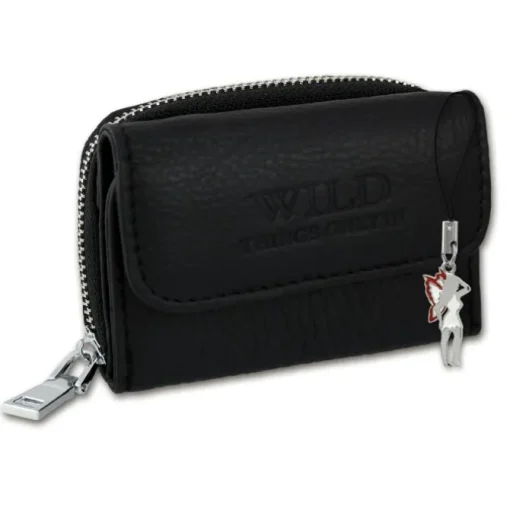 Wild Things Only echtes Leder schwarz Portemonnaie Minibörse OPJ120S