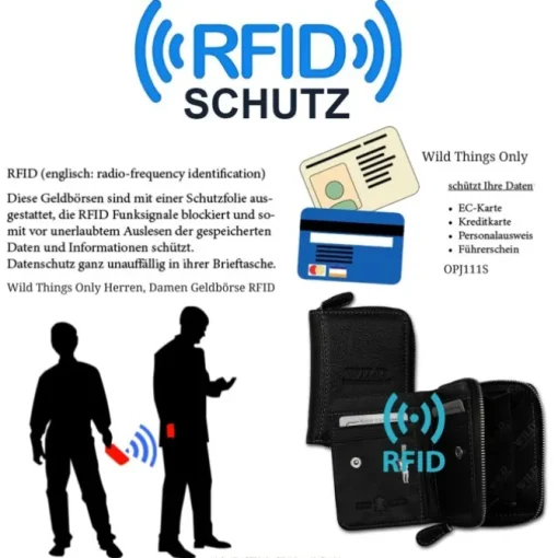 Wild Things Only echtes Leder schwarz RFID Schutz Minibörse OPJ111S