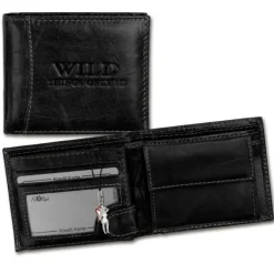 Wild Things Only Echt-Leder schwarz RFID Schutz Brieftasche OPJ102S