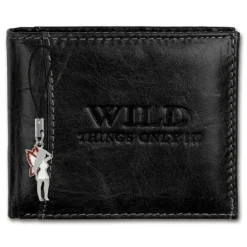 Wild Things Only Echt-Leder schwarz RFID Schutz Brieftasche OPJ102S