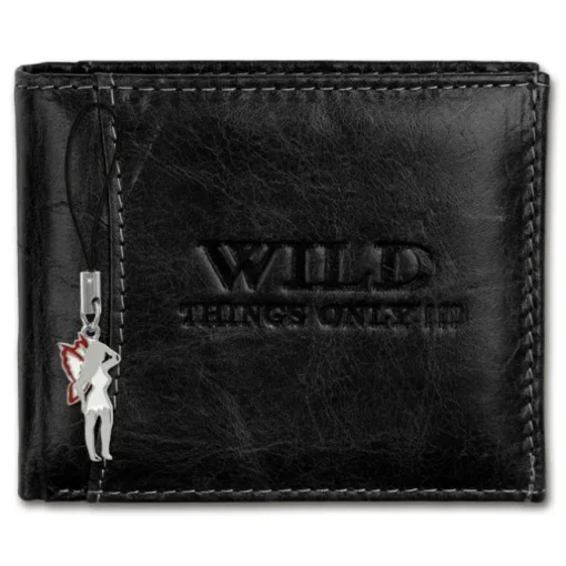 Wild Things Only Echt-Leder schwarz RFID Schutz Brieftasche OPJ102S