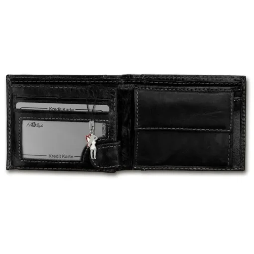 Wild Things Only Echt-Leder schwarz RFID Schutz Brieftasche OPJ102S