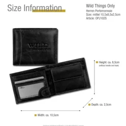 Wild Things Only Echt-Leder schwarz RFID Schutz Brieftasche OPJ102S