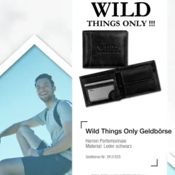 Wild Things Only Echt-Leder schwarz RFID Schutz Brieftasche OPJ102S