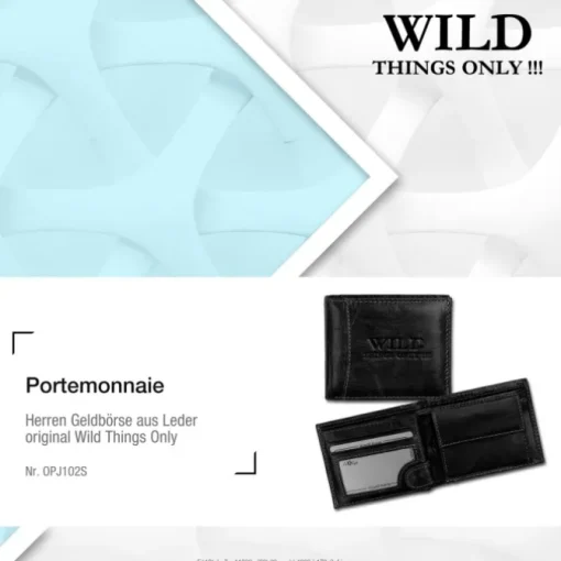 Wild Things Only Echt-Leder schwarz RFID Schutz Brieftasche OPJ102S