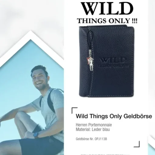 Wild Things Only Herren Portemonnaie Leder blau RFID Schutz OPJ113B