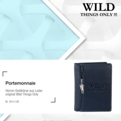 Wild Things Only Herren Portemonnaie Leder blau RFID Schutz OPJ113B