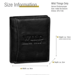 Wild Things Only Leder schwarz RFID Schutz klein Brieftasche OPJ115S