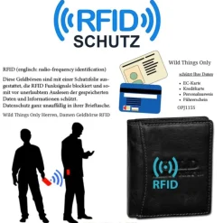 Wild Things Only Leder schwarz RFID Schutz klein Brieftasche OPJ115S
